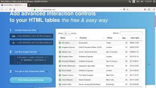 Creating a Searchable Sortable HTML Table using DataTables Plugin for Jquery [upl. by Zeta]