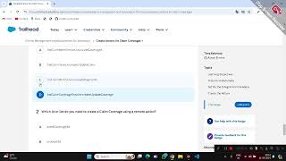 Create Actions for Claim Coverages  Salesforce Trailhead  Salesforce Quiz [upl. by Moia311]