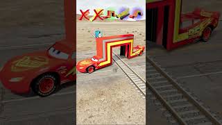 Big and Small McQueen Cars VS Train Lightning Punch Here Again  BeamNGdrive [upl. by Drew248]