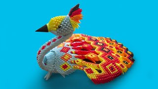 How to make a 3D origami Large Peacock [upl. by Cash]