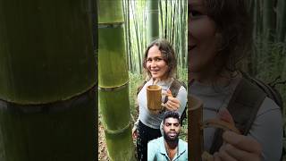 nature bamboo bushcraft satisfying wood survival lifehack camping outdoors funny shoot [upl. by Atiuqrahs]