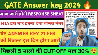 Gate response sheat 2024 today out🔥 gate answer key🔑 gate result 2024 kab aayegagate news today [upl. by Jessalyn]