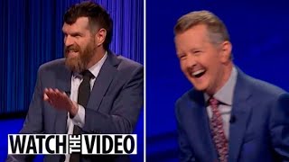 Celebrity Jeopardy host Ken Jennings nearly walks off stage after contestant Timothy Simons game [upl. by Gillie365]