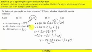 Równanie z procentami  Egzamin Gimnazjalny 2017  MatFiz24PL [upl. by Shiller]