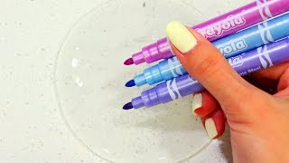 Satisfying Clear Slime Coloring with Metallic amp Glitter Crayola Markers [upl. by Meekahs]