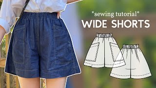 DIY Easy Wide Shorts wPockets with PDF Sewing Pattern [upl. by Dorothee]