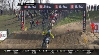 Toendel vs Bonacorsi and Bonacorsi crash  MXGP of Lombardia 2022 MXGP Motocross [upl. by Ardnnek]