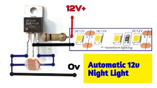 Automatic Night Light using Mosfet IRFZ44N and LDR  12V LED Strip [upl. by Artemahs]