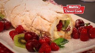 Raspberry and Kiwi Pavlova roulade [upl. by Ennyletak]