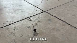 8 steps refinishing of travertine tile floor in Chapel event room holes filling epoxy grouting [upl. by Urbana]