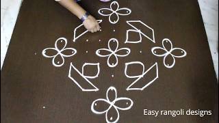 simple kolam designs with 11 dots  latest deepam muggulu  easy rangoli designs  daily rangoli [upl. by Shoifet]