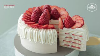 딸기 한 팩이 다 들어간✨ 딸기 크레이프 케이크 만들기  Strawberry Crepe Cake Recipe  Cooking tree [upl. by Yerdua833]