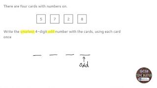 Numb G1 From Digits Make Smallest Odd Number  OnMathscom GCSE Maths Revision [upl. by Esetal]