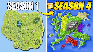 Evolution of Fortnite MAP  Season 1  Season 4 Chapter 2 Leaked [upl. by Horatia643]