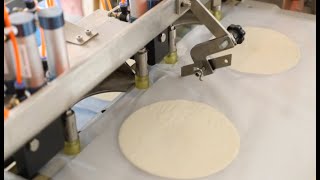 Paratha Automatic Filming and Pressing Machine in roti paratha production line [upl. by Earezed974]