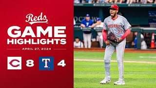 Reds vs Rangers Game Highlights 42724  MLB Highlights [upl. by Tuckie]