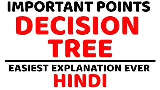 Decision Tree Important Points ll Machine Learning ll DMW ll Data Analytics ll Explained in Hindi [upl. by Rotow974]