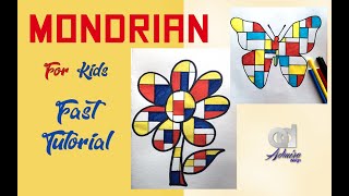 Mondrian Art Lesson for kids  Piet Mondrian art  elementary art lesson abstract Piet Mondrian art [upl. by Wat922]