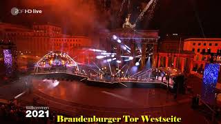 Feuerwerk Laser Licht Musik  Brandenburger Tor Berlin 01012021 [upl. by Anifad]