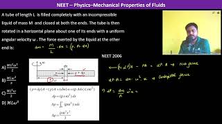 A tube of length L is filled completely with an incompressible liquid of mass M and closed at [upl. by Airdnua485]