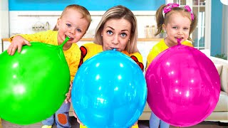 Learn Colors with Balloons  Party and Presents for Alex and Gaby [upl. by Ailegna]