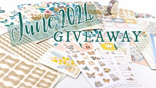 🦋June 2024 Planner Society Giveaway Planner Stickers Washi and More [upl. by Solohcin536]