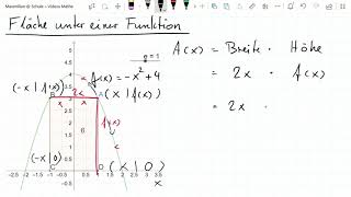 03 Optimierungsaufgaben  die maximale Rechteckfläche unter einer Funktion [upl. by Odraude]