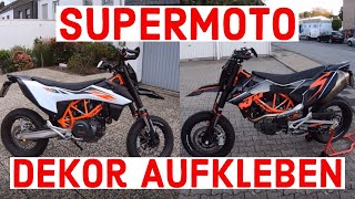 Wir Folieren meine KTM 690 SMCR  Unser erstes Dekor aufkleben [upl. by Acirt863]