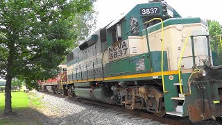 North Carolina and Virginia Railroad Slab Train In Woodland NC [upl. by Eellek]