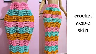 How To Crochet Skirt  Crochet weave skirt tutorial [upl. by Cordey]