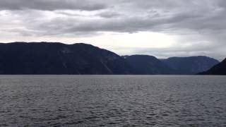 Crossing the Sognefjord by Car Ferry from Oppedal to Lavik [upl. by Adamsen263]