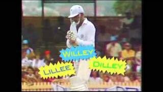 Funny cricket dismissal  Lillee caught Willey bowled Dilley [upl. by Malvina530]