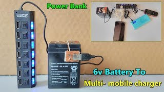 5v USB Multi Mobile charger from 6v Battery  Big Power Bank [upl. by Menell764]