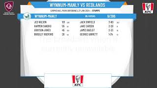 Queensland Premier Cricket  Bulls Masters Two Day  Round 14  WynnumManly v Redlands  Day 1 [upl. by Macey573]