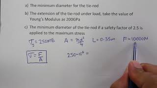 Axial Stress Deflection and Factor of Safety Example  Part 1 [upl. by Eerol]