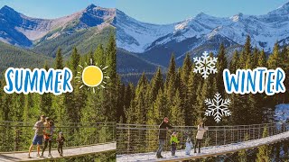 Blackshale Suspension Bridge in SummerWinter  3 Sisters Trail  Kananaskis Vlog 🇨🇦 [upl. by Cran]