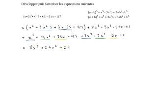 Développer et factoriser identités remarquables de degré 3  1 [upl. by Wincer295]