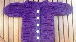 Babyjacke häkeln  Anleitung Strickjacke  Teil 1 Rückenteil mit Untertitel by BerlinCrochet [upl. by Lakim]