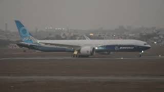 Boeing 777X touches down on Indian soil for Wings India 2024 Hyderabad Begumpet [upl. by Ezirtaeb]