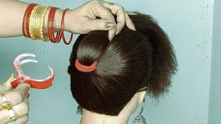 Easy Beautiful Juda Hairstyle  cute bun hairstyles F wedding for long hair done by Peehu Hairstyle [upl. by Salohcim]