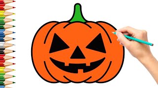 How to Draw Halloween  Halloween pumpkin Drawing step by step for Kids [upl. by Intyre]