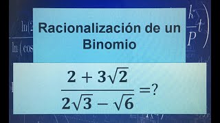 RACIONALIZACIÓN DE UN BINOMIOCON RAIZ CUADRADA EJEMPLO 4 [upl. by Russom]