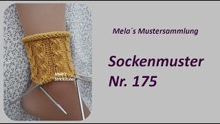 Sockenmuster Nr 175  Strickmuster in Runden stricken  Socks knitting pattern [upl. by Anastas]