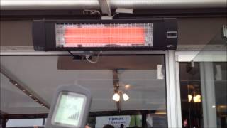 CHAUFFAGE INFRAROUGE ECONOMIQUE AVEC TELECOMMANDE POUR TERRASSES DE CAFES HARRAS VERANDAS [upl. by Horsey]