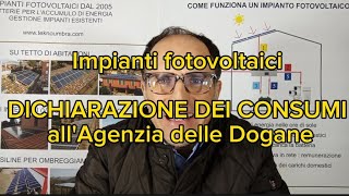 Come compilare la Dichiarazione dei consumi per gli impianti fotovoltaici allAgenzia delle Dogane [upl. by Nilpik]