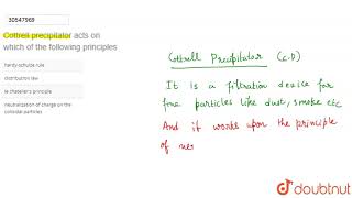 Cottrell precipitator acts on which of the following principles [upl. by Miehar257]