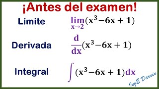 La clave Límite derivada e integral  función polinómica  Repaso antes del examen  clase 2 [upl. by Adnalay]