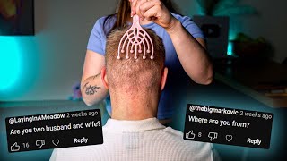 ASMR QampA  Scalp amp Nape Scratching w Hair Play and Hair Brushing Whispered [upl. by Pillsbury588]