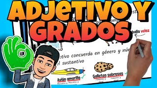 😃 El ADJETIVO y sus GRADOS para NIÑOS de PRIMARIA [upl. by Aldwin]