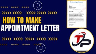 How to make a Appointment Letter  Sample Format  HR Letter Series II [upl. by Elades]